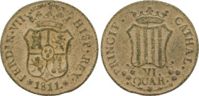 6 Quartos. 1811. TARRAGONA o MALLORCA. 11,81 grs. Pátina. AC-17. MBC.