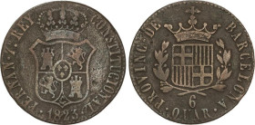 6 Quartos. 1823. BARCELONA. 12,99 grs. AC-21. MBC-.