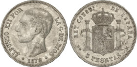 5 Pesetas. 1878 (*18-78). D.E.-M. (Leves golpecitos). MBC+.