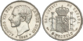 5 Pesetas. 1887 (*18-87). M.S.-M. (Limpiada, leves golpecitos). (EBC).