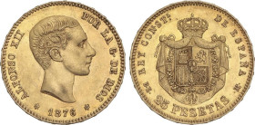 25 Pesetas. 1876 (*18-76). D.E.-M. EBC-.