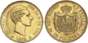 25 Pesetas. 1878 (*18-78). E.M.-M. (Leves rayitas, algo limpiada). EBC-.