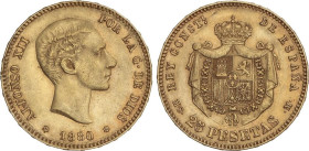 25 Pesetas. 1880. (*18-80). M.S-M. MBC+.