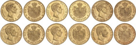Lote 6 monedas 25 Pesetas. 1876 A 1881. Diferentes fechas. A EXAMINAR. EBC- a EBC.