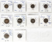 Lote 10 monedas 1(4) y 2(6) Géntimos. 1904 a 1913. Algunas repetidas. A EXAMINAR. SC a BC.