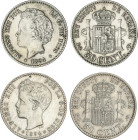 Lote 2 monedas 50 Céntimos. 1894, 1896 (*9-4), (*9-6). P.G.-V. MBC+ a EBC-.