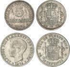 Lote 2 monedas 5 y 10 Centavos de Peso. 1896. PUERTO RICO. P.G.-V. MBC- a MBC.