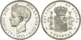 5 Pesetas. 1899 (*18-99). S.G.-V. (Limpiada). EBC+.