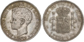 1 Peso. 1895. PUERTO RICO. P.G.-V. Pátina. (Golpecitos). EBC-.