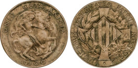 5 Cèntims. 1900. BARCELONA. Acuñación plana orla lineal. (Pequeñas concreciones). AC-132. MBC.