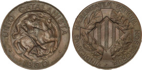 10 Cèntims. 1900. BARCELONA. 9,55 grs. Acuñación incusa, sin orla. AC-133. EBC-.