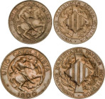 Lote 2 monedas 5 y 10 Cèntims. 1900. BARCELONA. La de 5 Cèntims acuñación plana orla lineal. (La de 10 Cèntims golpecitos en canto). AC-132, 133. EBC-...