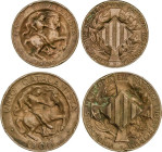 Lote 2 monedas 5 y 10 Cèntims. 1900. BARCELONA. La de 5 Cèntims acuñación incusa sin orla. (Las dos con múltiples golpecitos en canto). AC-132, 133. M...