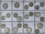 Lote 22 monedas 50 Céntimos (14) y 1 Peseta (8). GOBIERNO PROVISIONAL, ALFONSO XII y ALFONSO XIII. Incluye 1 Peseta 1869 leyenda: ESPAÑA (Leyenda poco...