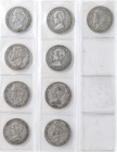 Lote 9 monedas 5 Pesetas. 1875 a 1898. Alfonso XII y XIII. Todas diferntes. A EXAMINAR. MBC- a MBC+.
