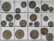 Lote alrededor 90 Cobres. FELIPE III a ALFONSO XIII. AE. Resto final de colección, gran diversidad y de todos los tamaños. IMPRESCINDIBLE EXAMINAR. BC...