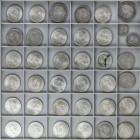 Lote 37 monedas 1 a 100 Pesetas. ALFONSO XII, ALFONSO XIII y ESTADO ESPAÑOL. AR. 1 Peseta 1900, 2 Pesetas 1882, 2 monedas 5 Pesetas 1892 y 1897 y 33 m...
