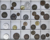 Lote alrededor 110 monedas. FELIPE II a JUAN CARLOS I. Al, AE, AR, CuNi. Resto final de colección con gran variedad de monedas de diferentes epocas, p...