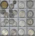 Lote 39 monedas. GOBIERNO PROVISIONAL a MONEDA EXTRANJERA. AR, Cuni, latón. Incluye 3 monedas 5 Pesetas (1875 (2) y 1897), 24 monedas 2 Pesetas (Gobie...