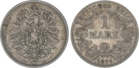 1 Mark. 1874-D. MUNICH. AR. Encapsulada por ICG como AU50 (nº 5667641401). Pátina. KM-7. EBC.
