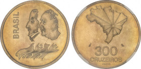 Prueba 300 Cruzeiros. 1972. Latón. Encapsulada por NGC (3544282-001) como MS 67. KM-PR7. SC.