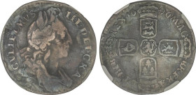 6 Peniques. 1696. WILLIAM III. AR. Encapsulada por NN Coins (2762877-052) como VF 25. KM-489. BC.