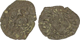 Dinero. FEDERICO IV (1355-1377). CATANIA. 0,76 grs. AE. RARA. Spahr-225. BC+.