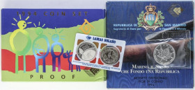 Lote 2 sets San Marino 94 y Australia 94 y 3 monedas. 1994 a 1996. Al, AR, CuNi, Br. Monedas: 5 Dollars Canada 1995. 1.000 Pesetas 1996 Juan Carlos I....