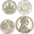 Lote 4 monedas. ALEMANIA (3) y AUSTRIA. AR. 3 monedas 10 Mark Alemania 1972 (2) y 1990 y 1 thaler Austria reacuñación oficial 1780 Mª Teresa. A EXAMIN...