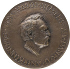 Placa prueba de artista medalla Siemens. S/F. ALEMANIA. Anv.: Busto a derecha. VOM.HAUSE.SIEMES.ALS.DANK.V.ANERKENNUNG. Ø 190 mm. En estuche original....