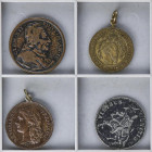 Lote 4 medallas. DIFRENTES PAÍSES. Clemente XII Anno IX Br 36 mm (Bartolotti-E734, Lincoln-1787). Exposition Universelle Francia 1867. Coronación Fran...