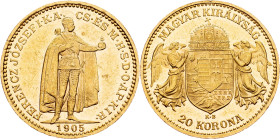 Franz Joseph I., 20 Korona 1905, KB, Kremnitz