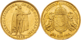 Franz Joseph I., 20 Korona 1908, KB, Kremnitz