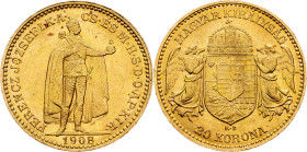 Franz Joseph I., 20 Korona 1908, KB, Kremnitz