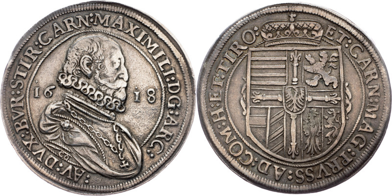 Archduke Maximilian III., 1 Thaler 1618, Hall Archduke Maximilian III., 1 Thaler...