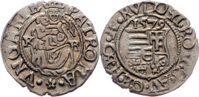 Rudolph II., Denar 1579, KB, Kremnitz