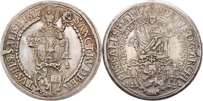Salzburg, 1 Thaler 1637 Salzburg, 1 Thaler 1637, 28,592 g, Ag|polished!; VF

G...