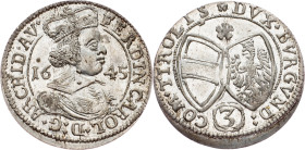Archduke Ferdinand, 3 Kreuzer 1645, Hall