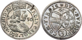 Archduke Ferdinand, 3 Kreuzer 1650, Hall