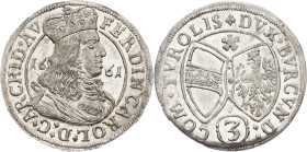 Archduke Ferdinand, 3 Kreuzer 1661, Hall