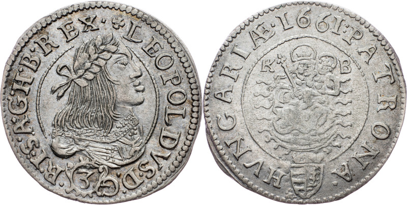 Leopold I., 3 Kreuzer 1661, KB, Kremnitz Leopold I., 3 Kreuzer 1661, KB, Kremnit...