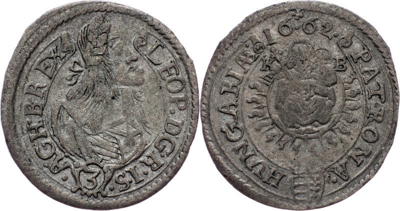 Leopold I., 3 Kreuzer 1662, KB, Kremnitz Leopold I., 3 Kreuzer 1662, KB, Kremnit...