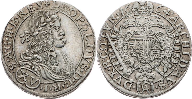 Leopold I., 15 Kreuzer 1664, Vienna Leopold I., 15 Kreuzer 1664, Vienna, Ag; EF+...