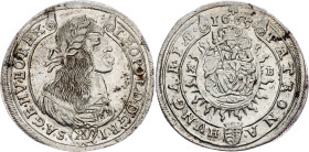 Leopold I., 15 Kreuzer 1665, KB, Kremnitz