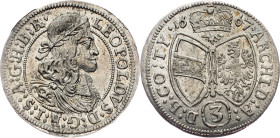 Leopold I., 3 Kreuzer 1667, Hall