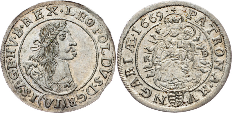 Leopold I., 6 Kreuzer 1669, KB, Kremnitz Leopold I., 6 Kreuzer 1669, KB, Kremnit...