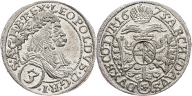 Leopold I., 3 Kreuzer 1673, Vienna