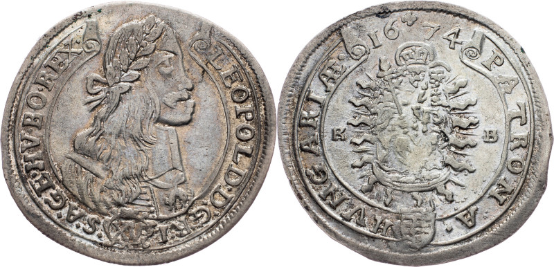 Leopold I., 15 Kreuzer 1674, KB, Kremnitz Leopold I., 15 Kreuzer 1674, KB, Kremn...