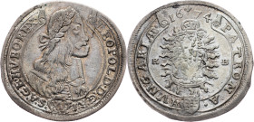 Leopold I., 15 Kreuzer 1674, KB, Kremnitz