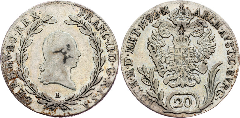Franz I. (II.), 20 Kreuzer 1792, B, Kremnitz Franz I. (II.), 20 Kreuzer 1792, B,...